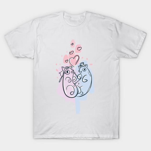 Wedding Cats T-Shirt by Danialliart